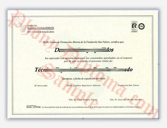 San Velero Spain - Fake Diploma Sample from Spain